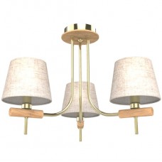 Φωτιστικό Οροφής με 3xE14 230V Χρυσαφί με Ξύλο 955JONAS3